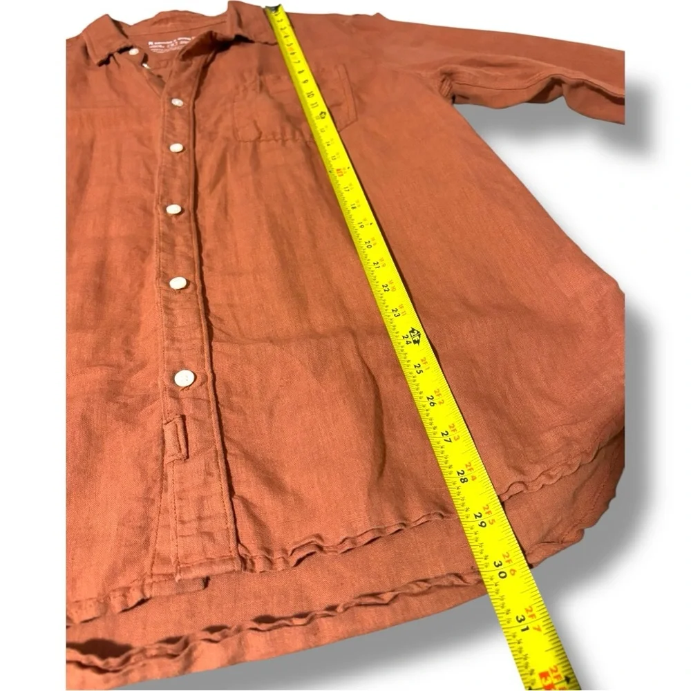 Bridge & Burn Casual Rusty Orange Loose Fit Long Sleeve Collared Button-Up Shirt - Picture 6 of 15